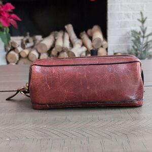 Vintage Bosca Brown Toiletry Bag with Genuine Leather and Zipper Closure